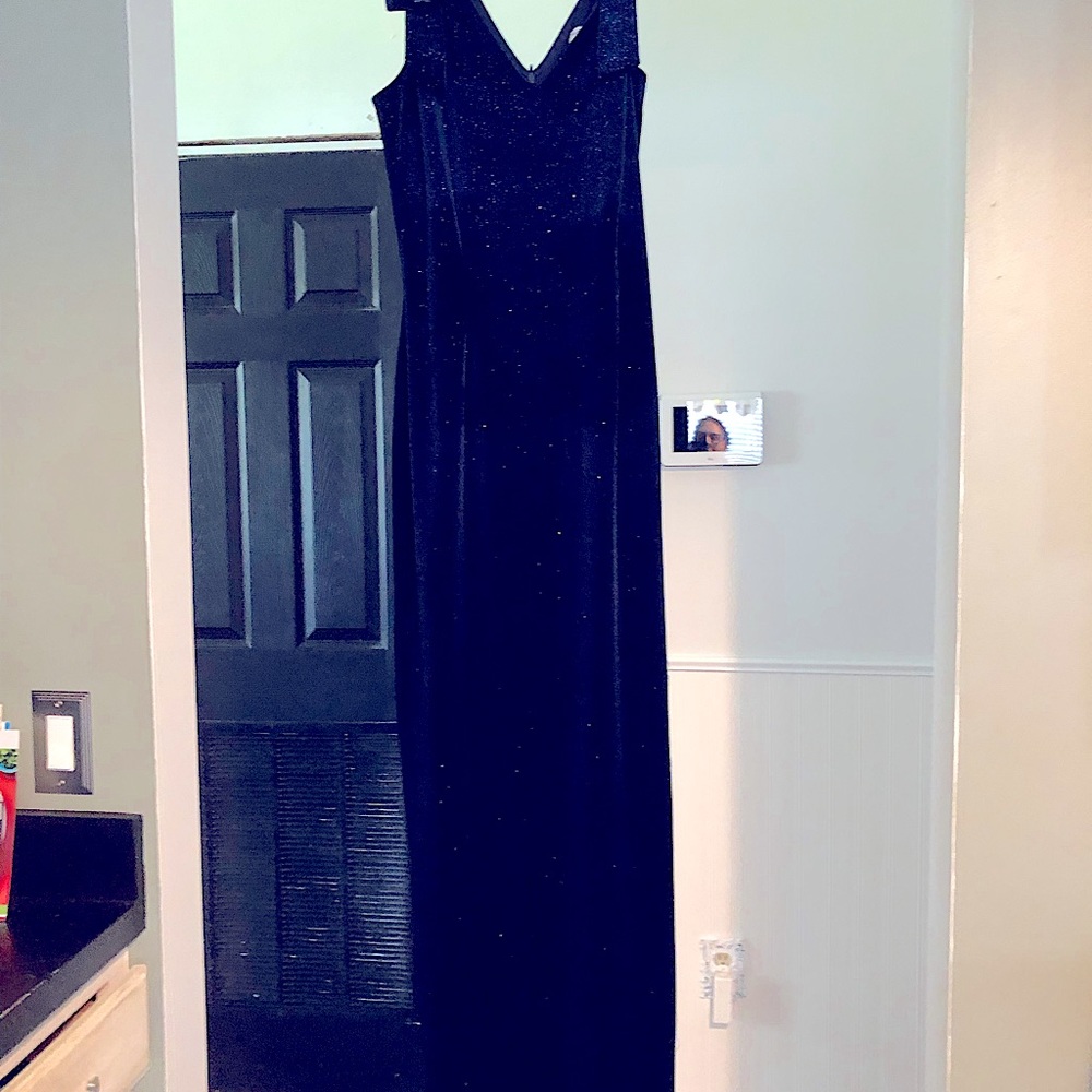 Formal sparkly navy blue dress.